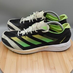 Adidas Shoes Mens 10.5 Adizero Adios 7‎  Black Green Athletic Running Flaws